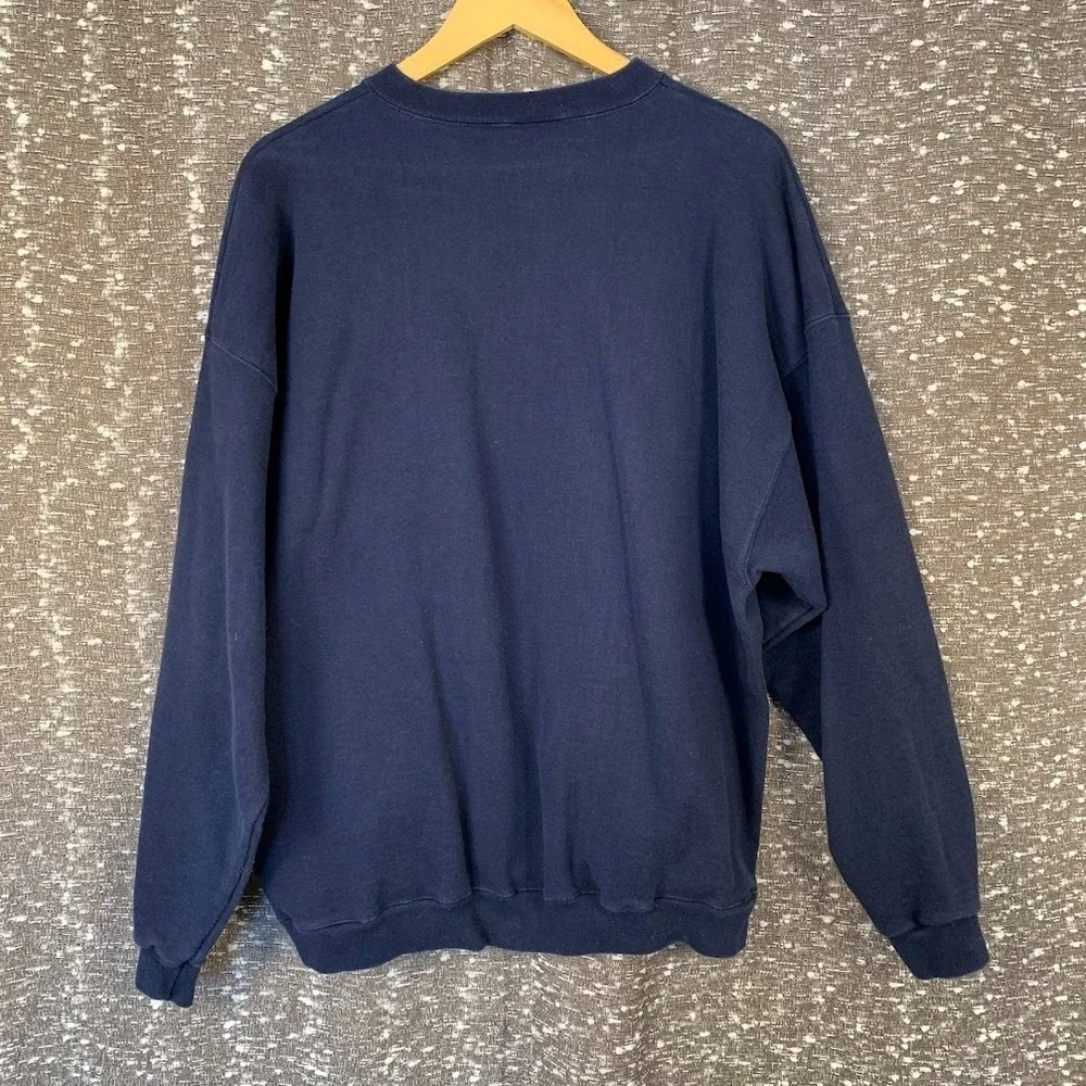 Vintage Tultex Crewneck Sweatshirt‎ Blank Navy Blue Men's XL Made in USA